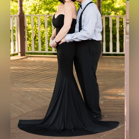 Formal Strapless Long Evening Party Dress with Front Split - Picture 2 of 8